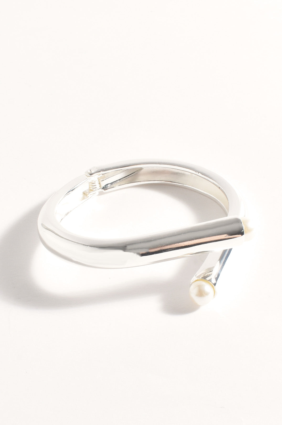 Adorne Hinged Pearl End Event Bangle