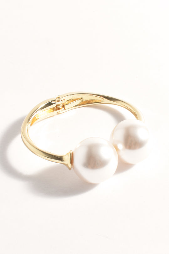 Adorne Large Faux Pearl Centre Bangle