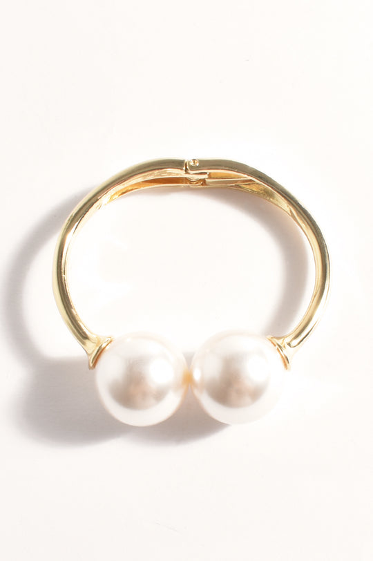 Adorne Large Faux Pearl Centre Bangle