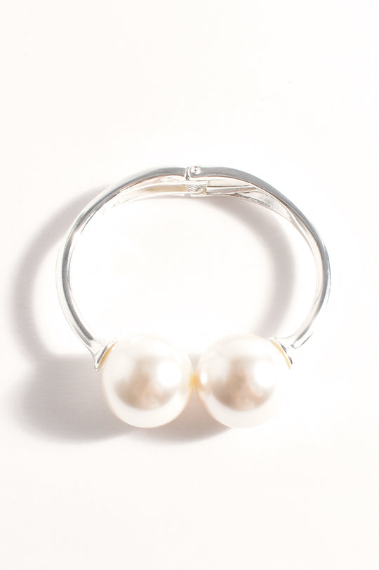 Adorne Large Faux Pearl Centre Bangle