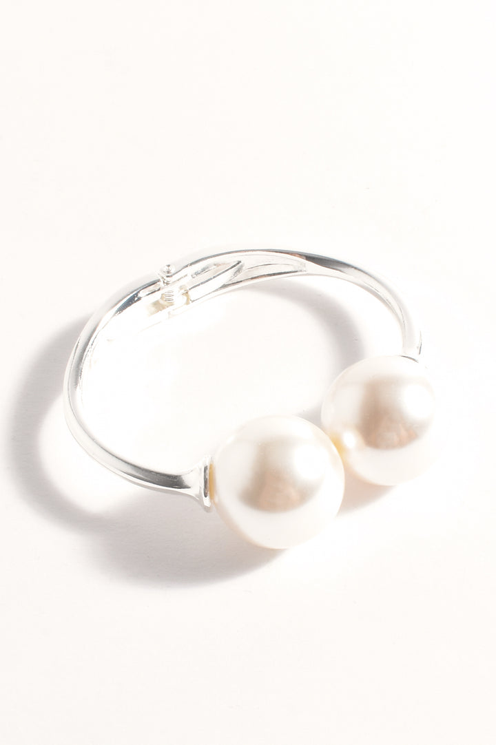 Adorne Large Faux Pearl Centre Bangle