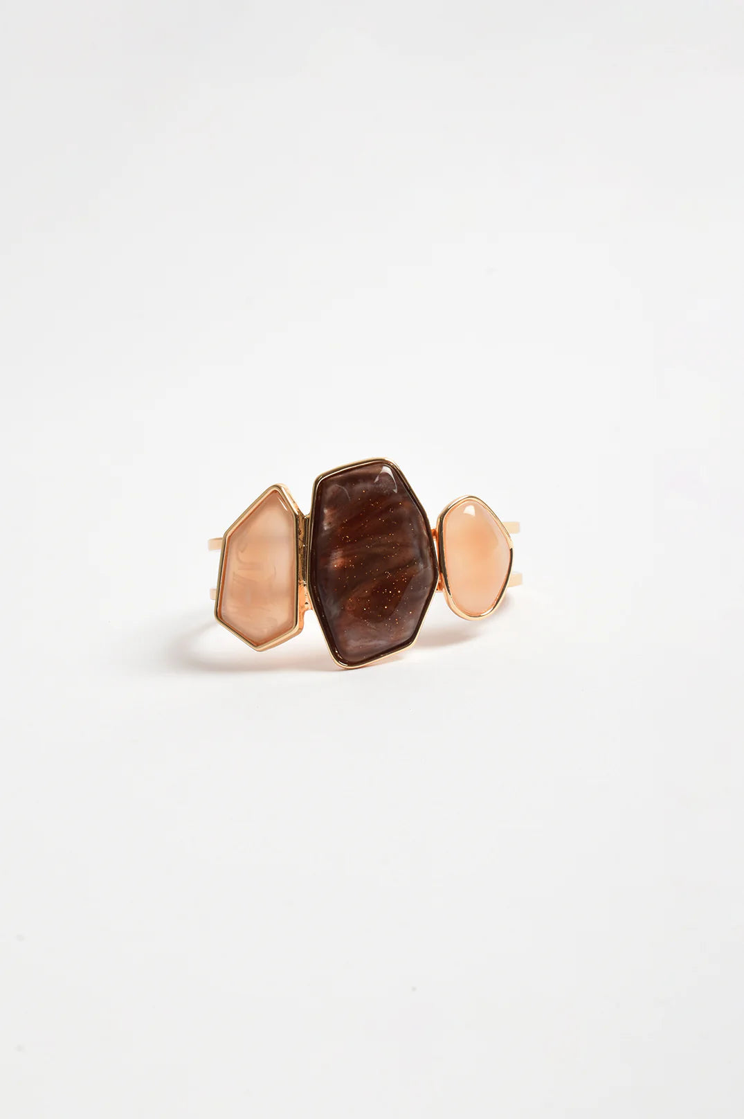 Adorne Geo Shapes Hinge Back Bangle Chocolate/Gold