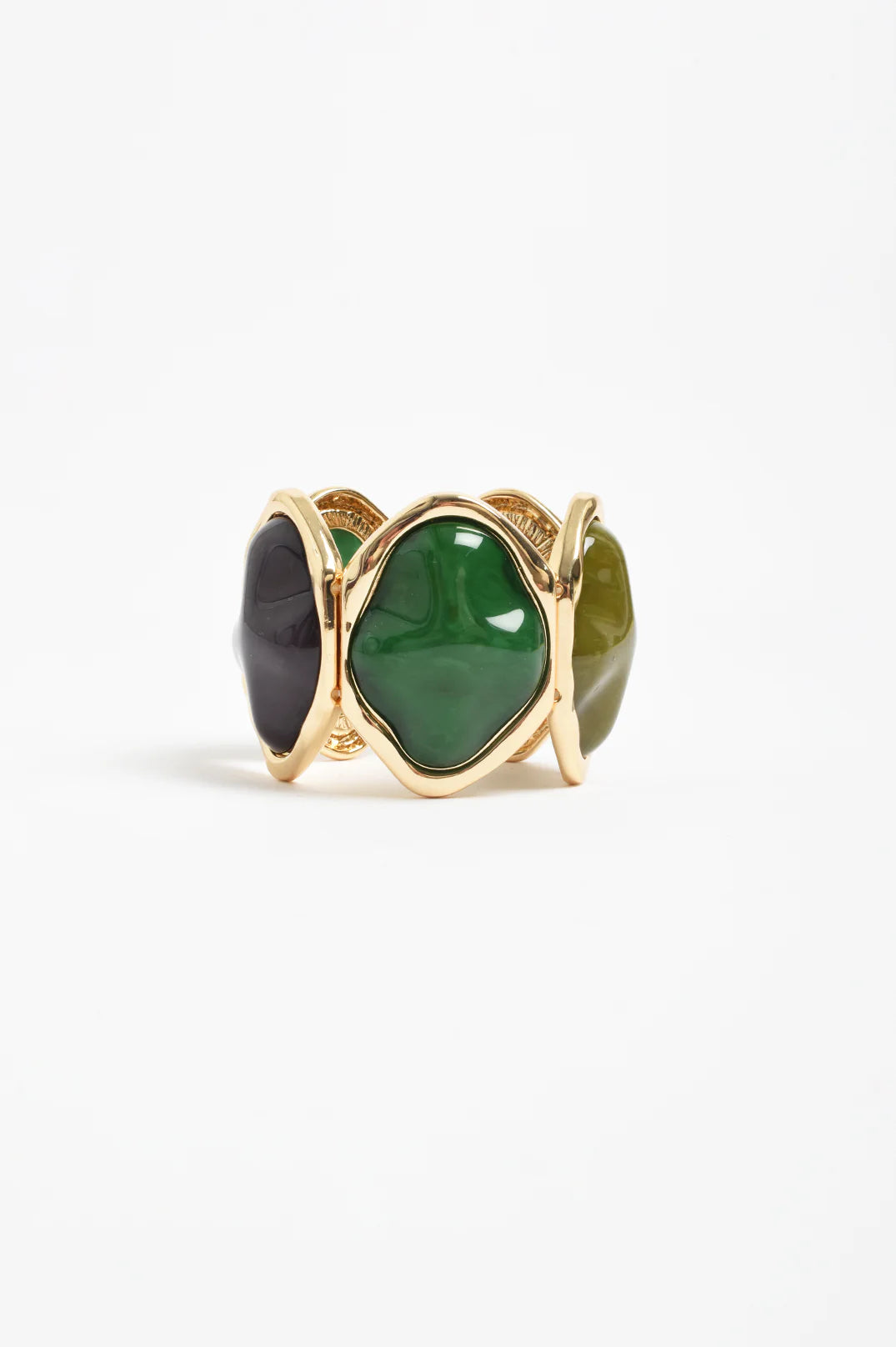 Adorne Metal Edged Resin Statement Stretch Cuff - Blue/Green