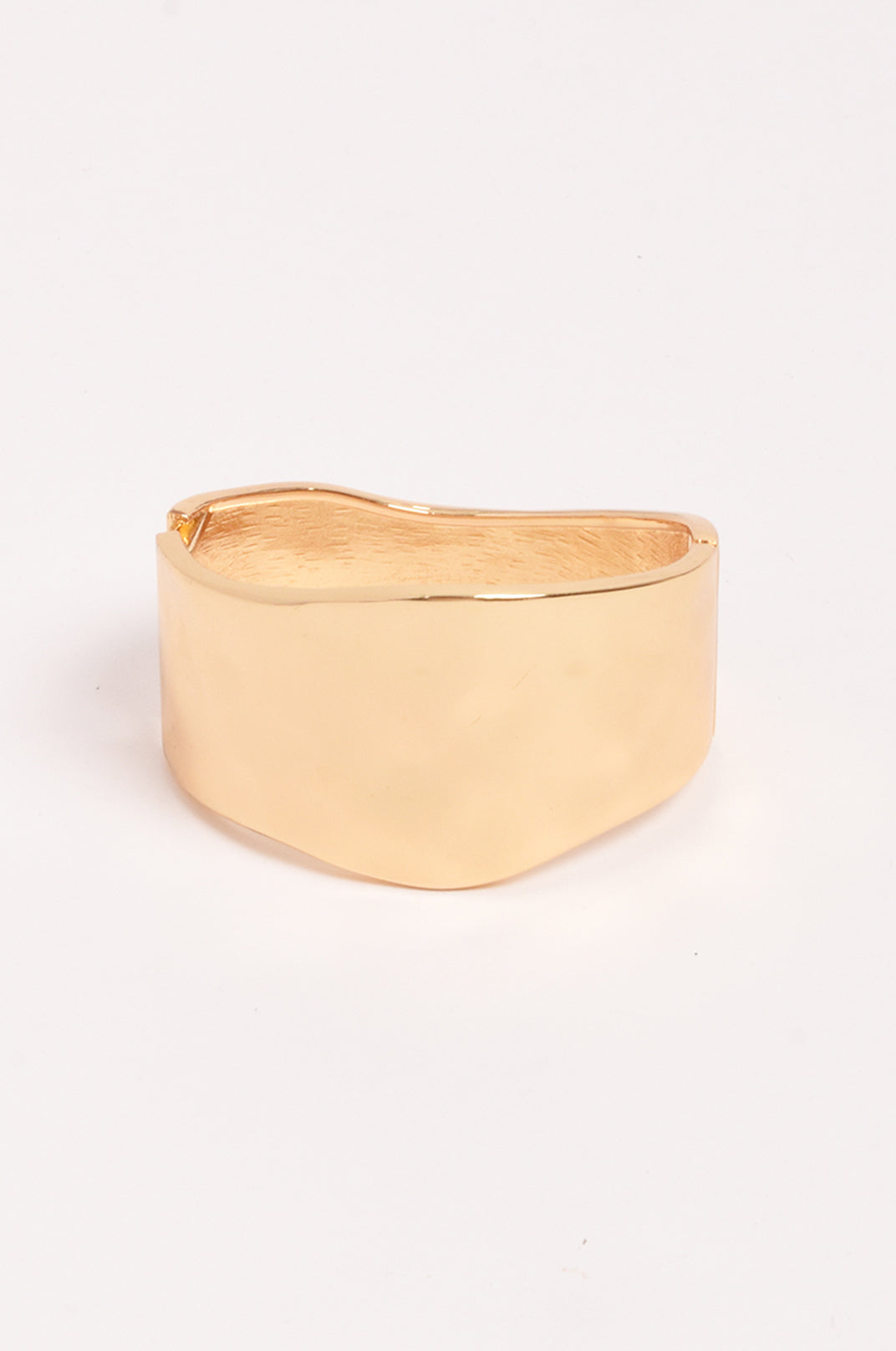 Adorne Textured Metal Hinged Bangle - Gold