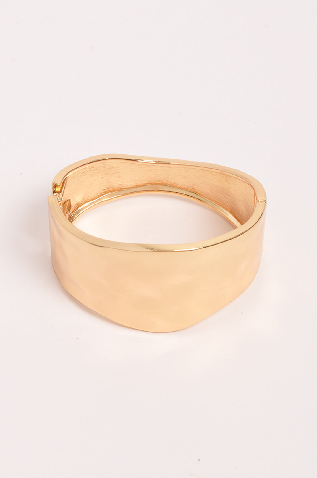 Adorne Textured Metal Hinged Bangle - Gold