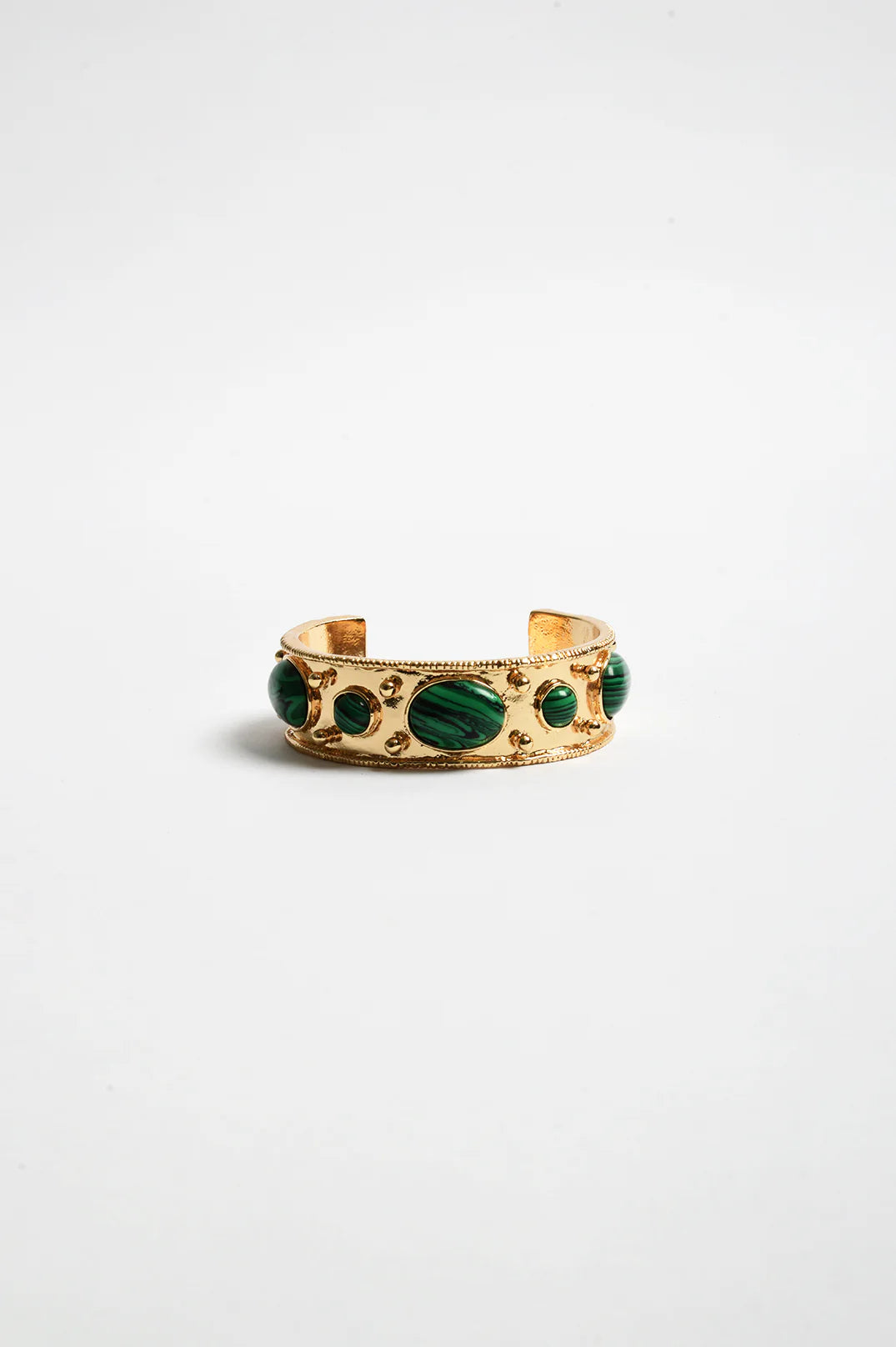 Adorne Resin Set Metal Bangle - Green/Gold