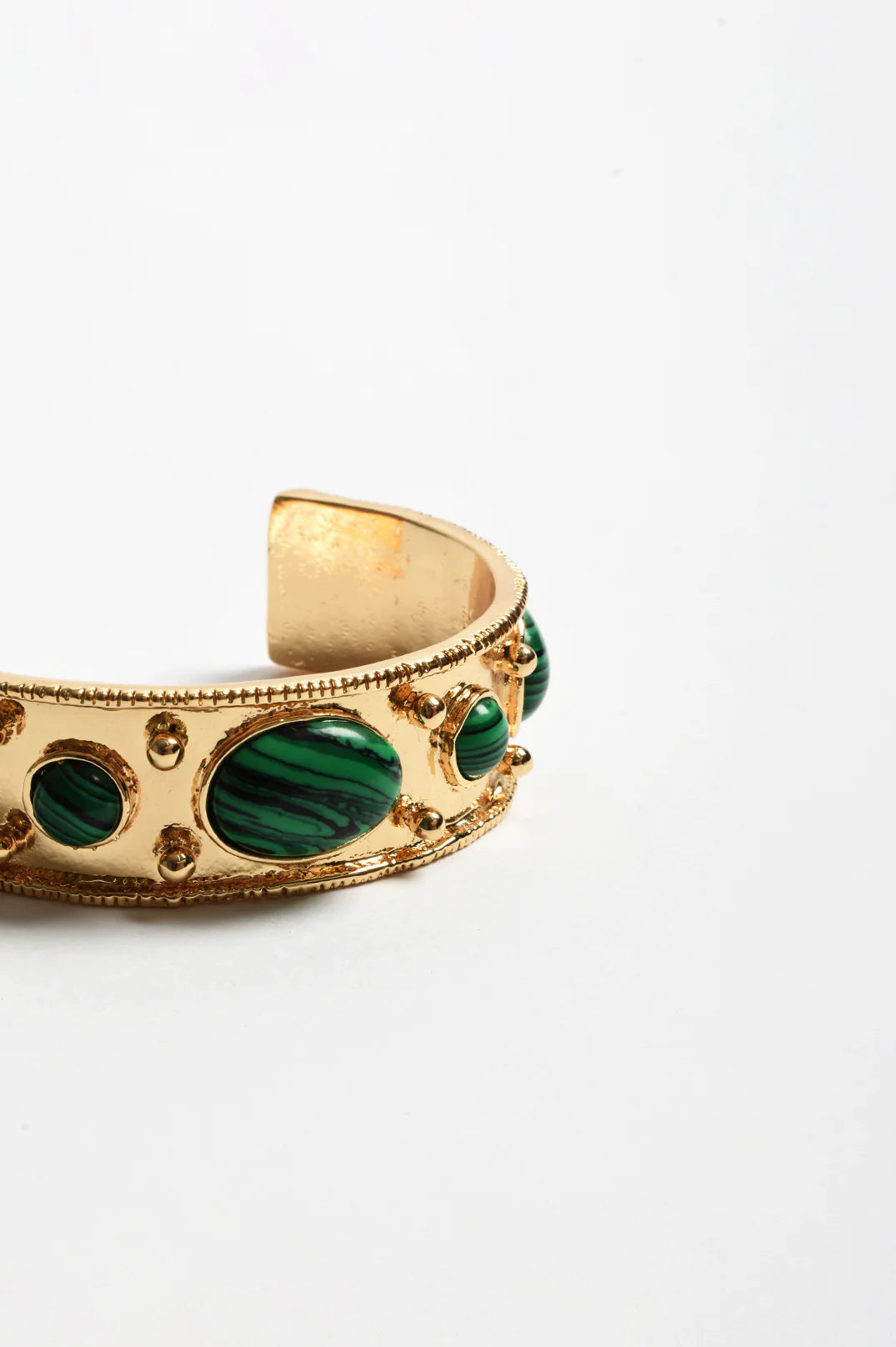 Adorne Resin Set Metal Bangle - Green/Gold
