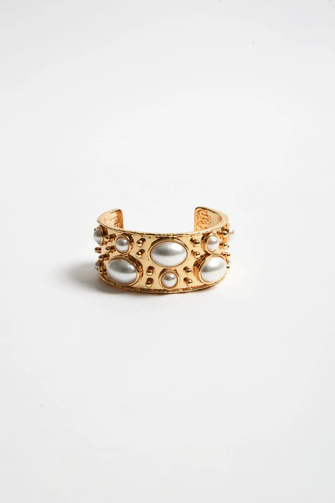 Adorne Faux Pearl Metal Statement Cuff