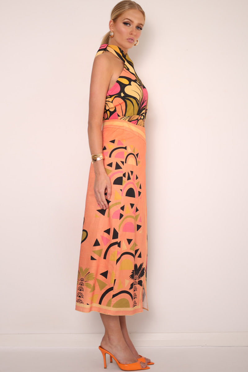 Mia Milani Wrap Maxi Skirt - Cantaloupe