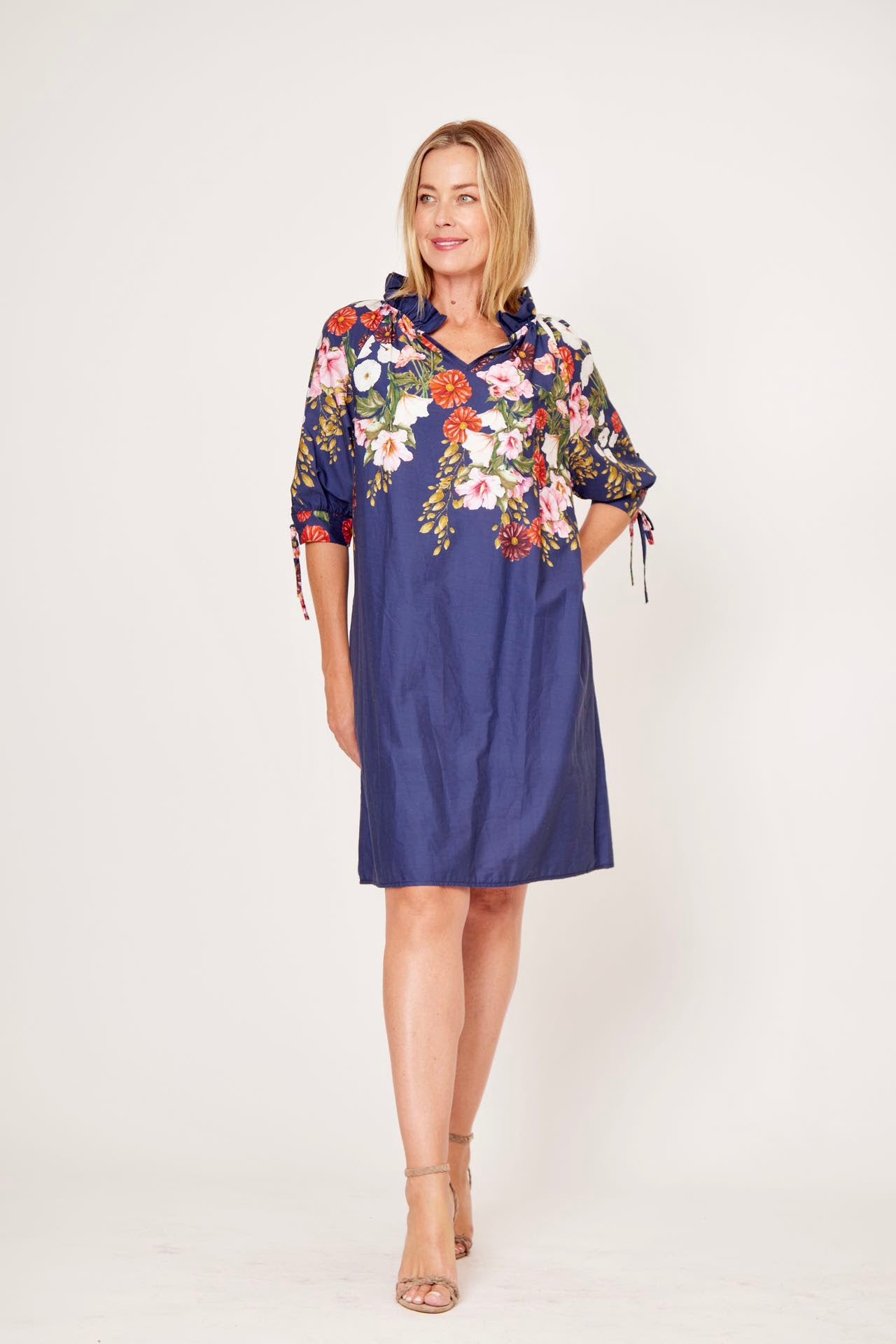 La Strada Navy/Floral Print Cotton Dress