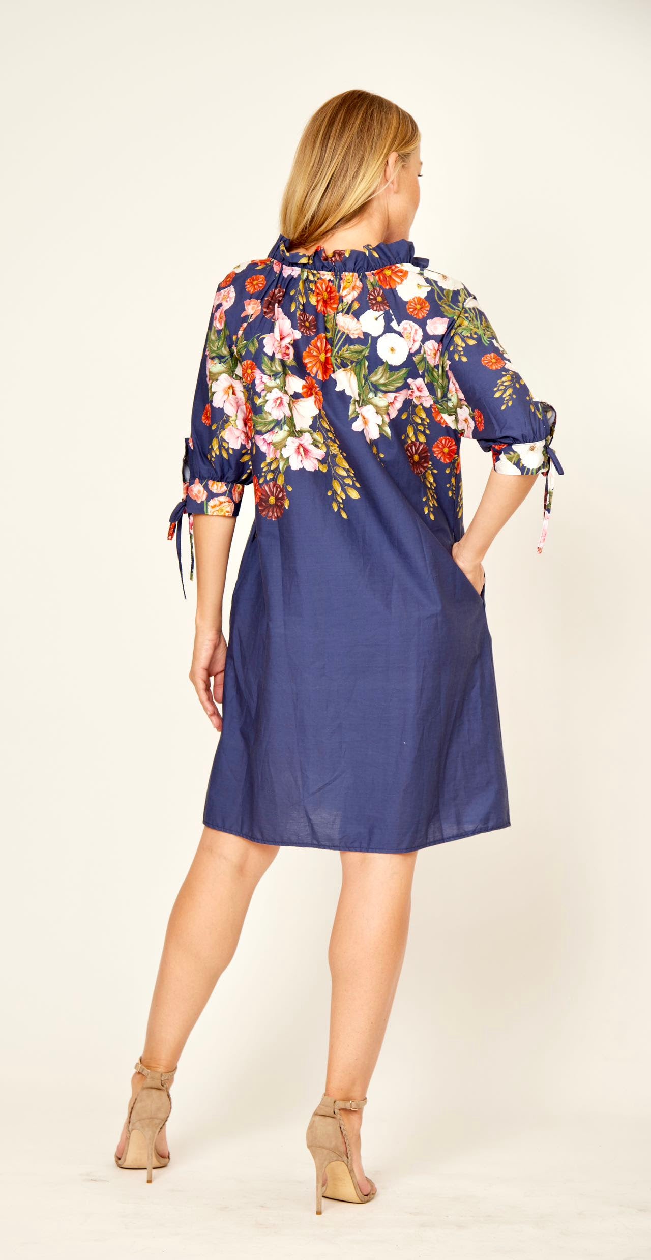 La Strada Navy/Floral Print Cotton Dress