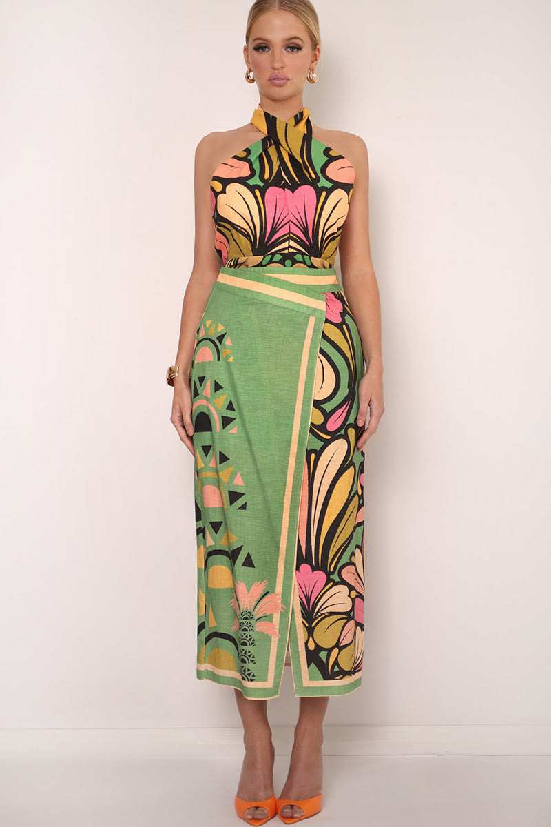 Mia Milani Wrap Maxi Skirt - Apple