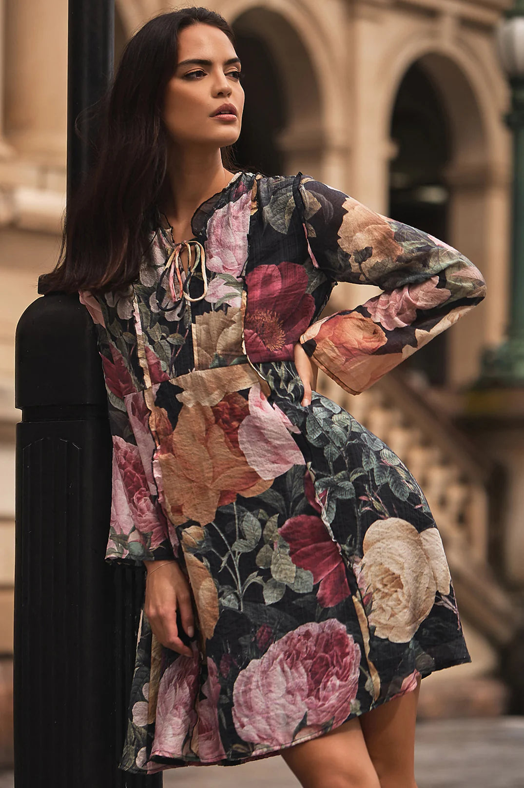 Adorne Roslyn Floral Frill Dress