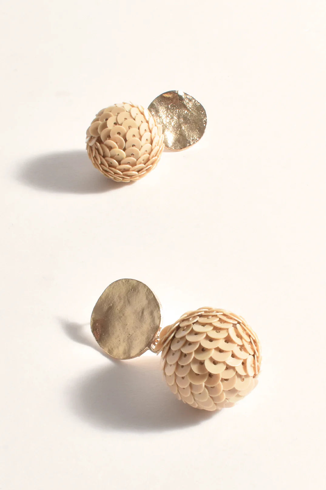 Adorne Sequin Ball Event Earrings  - Nude/Gold