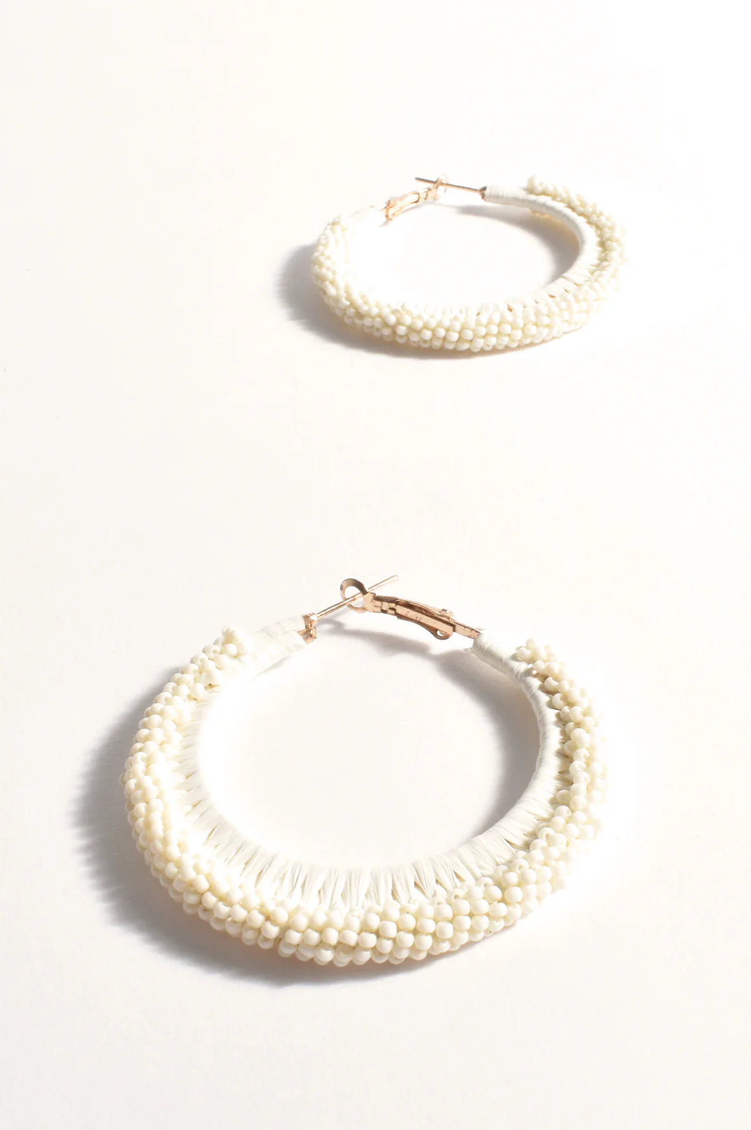 Adorne Bead and Raffia Event Hoops - Cream