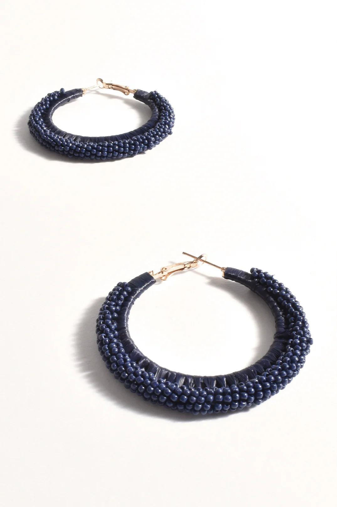 Adorne Bead and Raffia Event Hoops - Navy