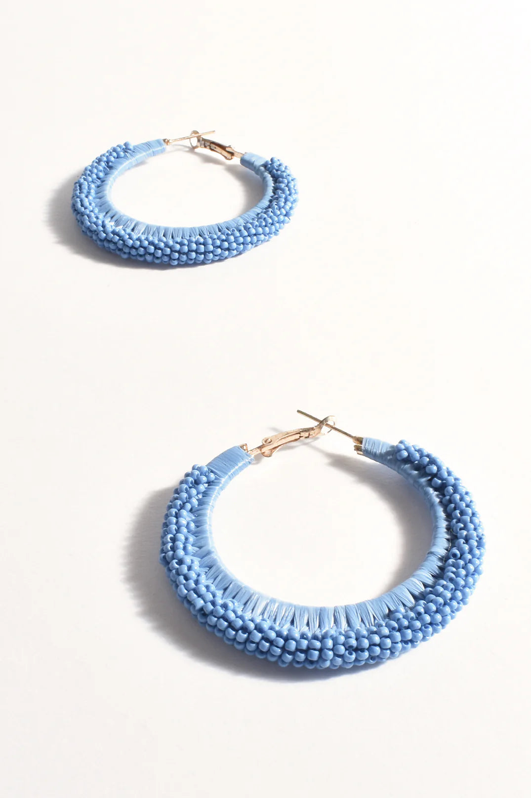 Adorne Bead and Raffia Event Hoops - Sky Blue