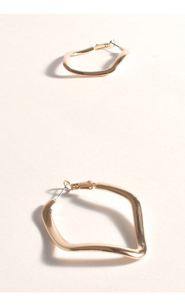 Adorne Diamond Shape Event Hoop Earrings - Gold