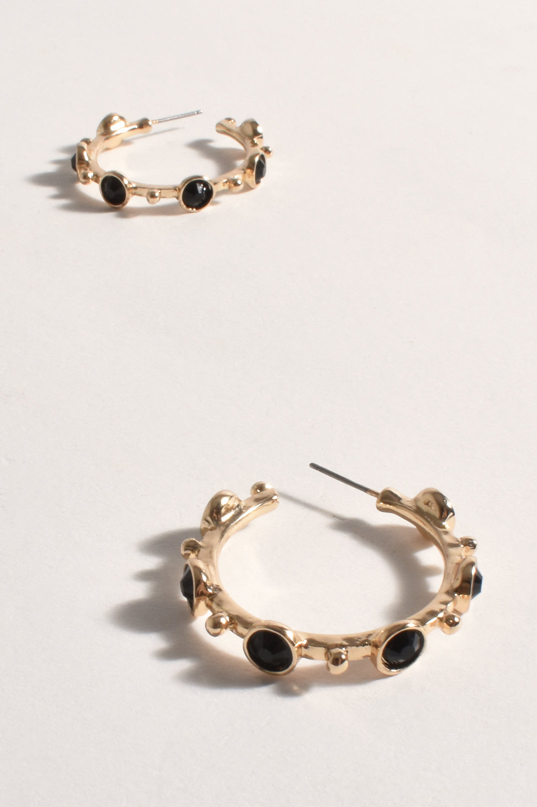 Adorne Interval Pattern Jewelled Hoops