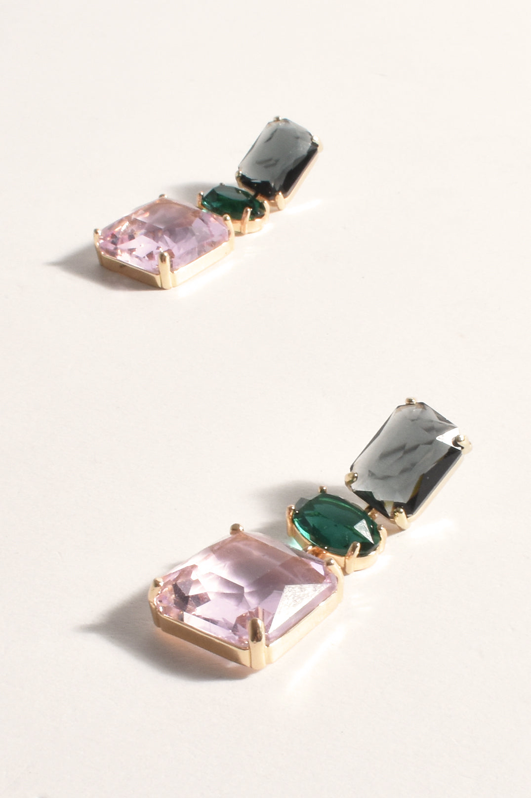 Adorne Glass Trio Event Earrings - Pink/Multi