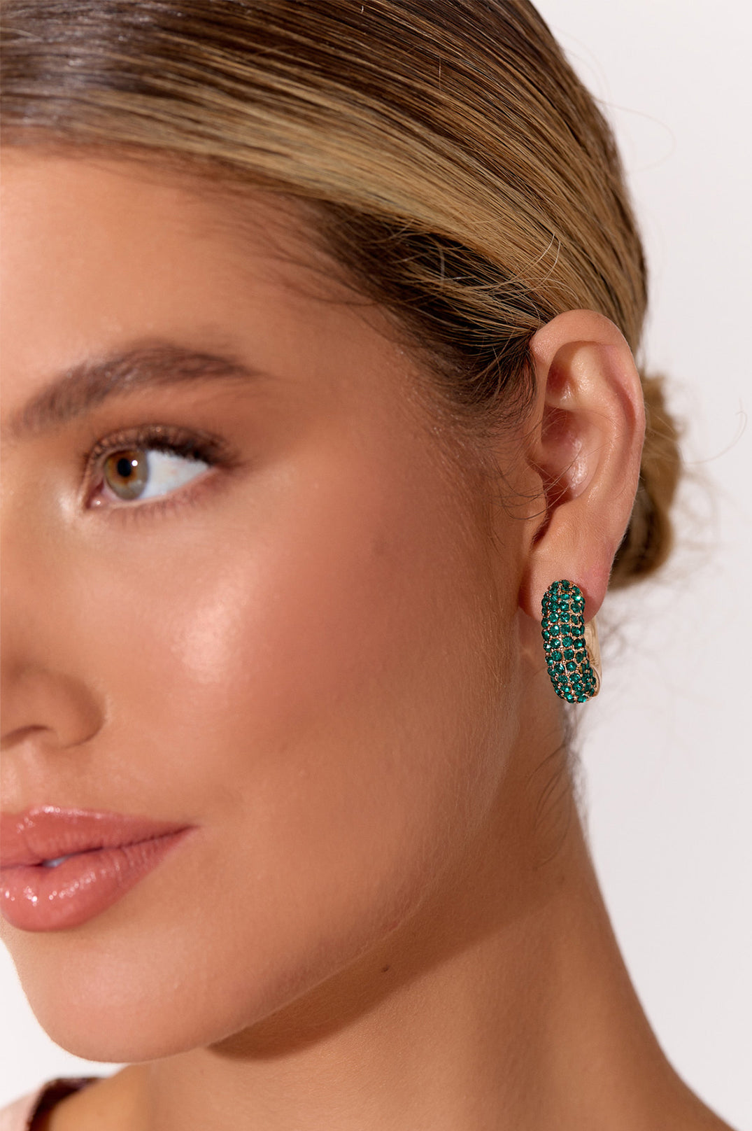 Adorne Jewelled Front Mini Hoops