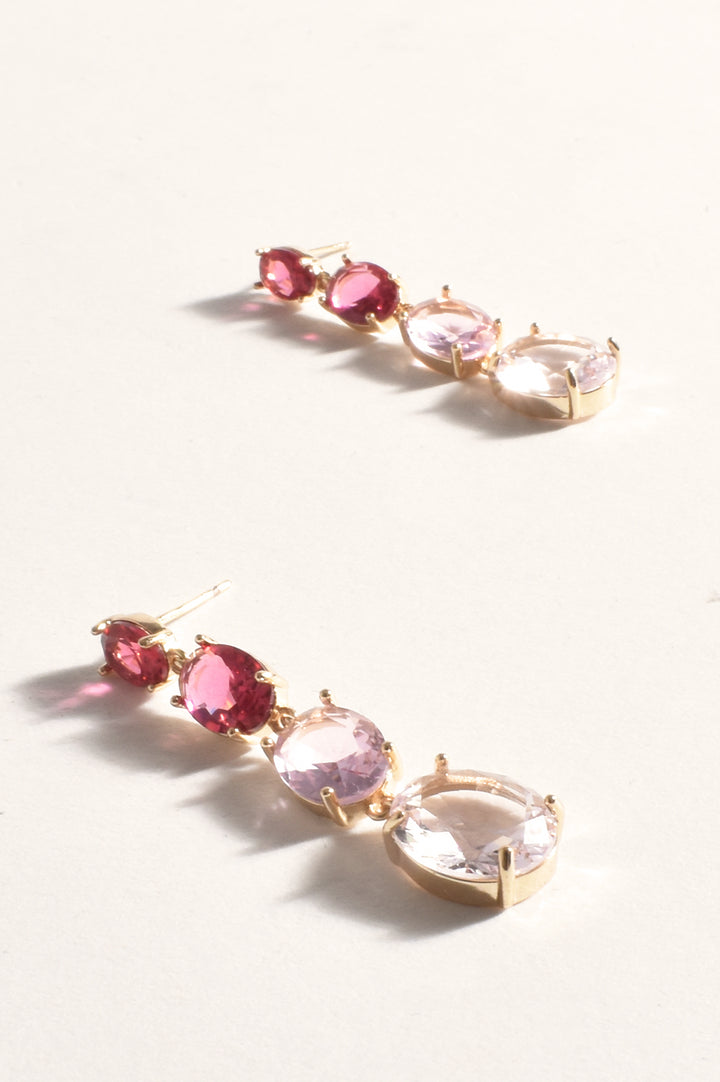 Adorne Graduated Jewels Event Earrings - Pink