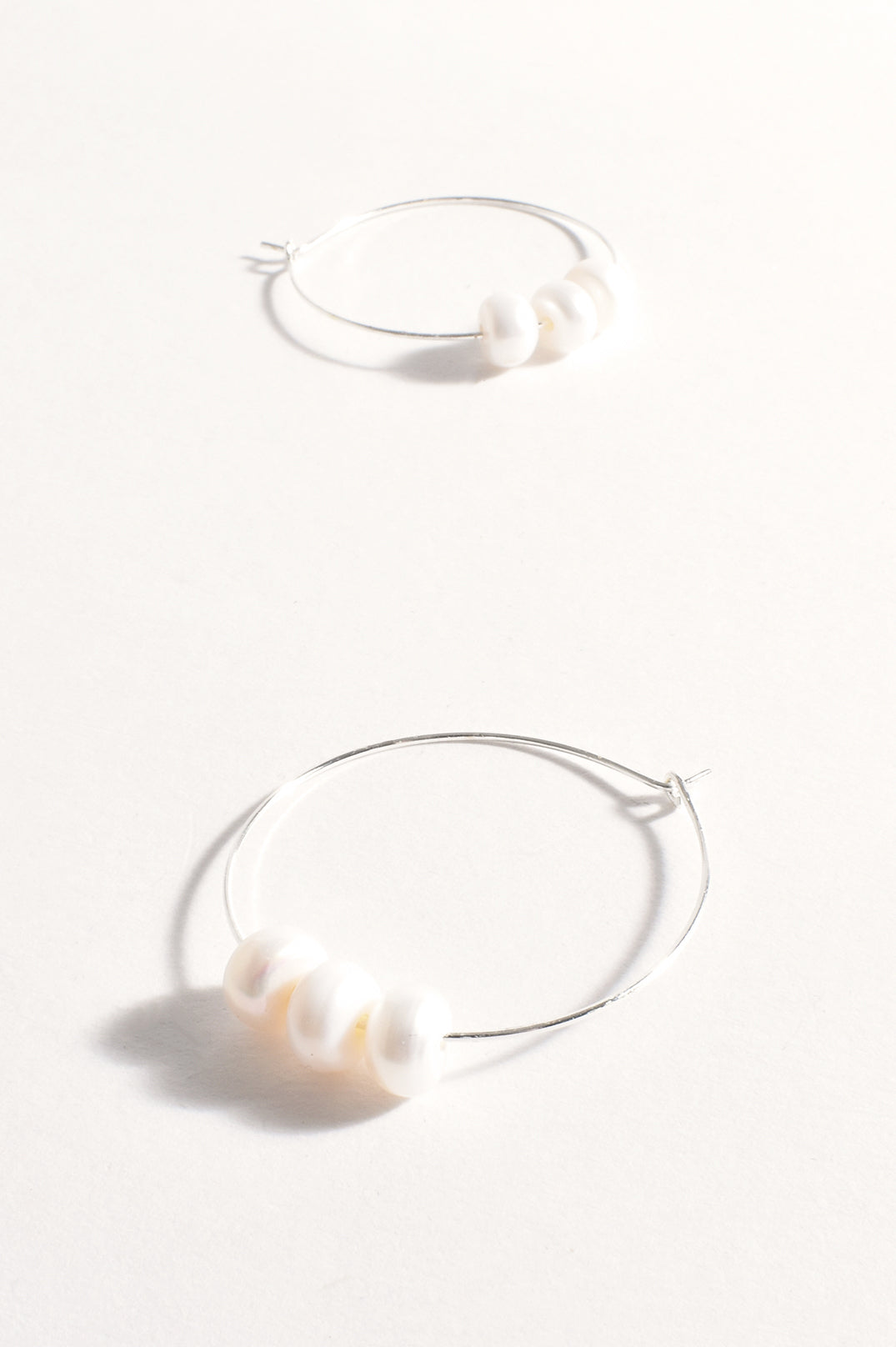 Adorne Trio Pearl Fine Wire Hoops