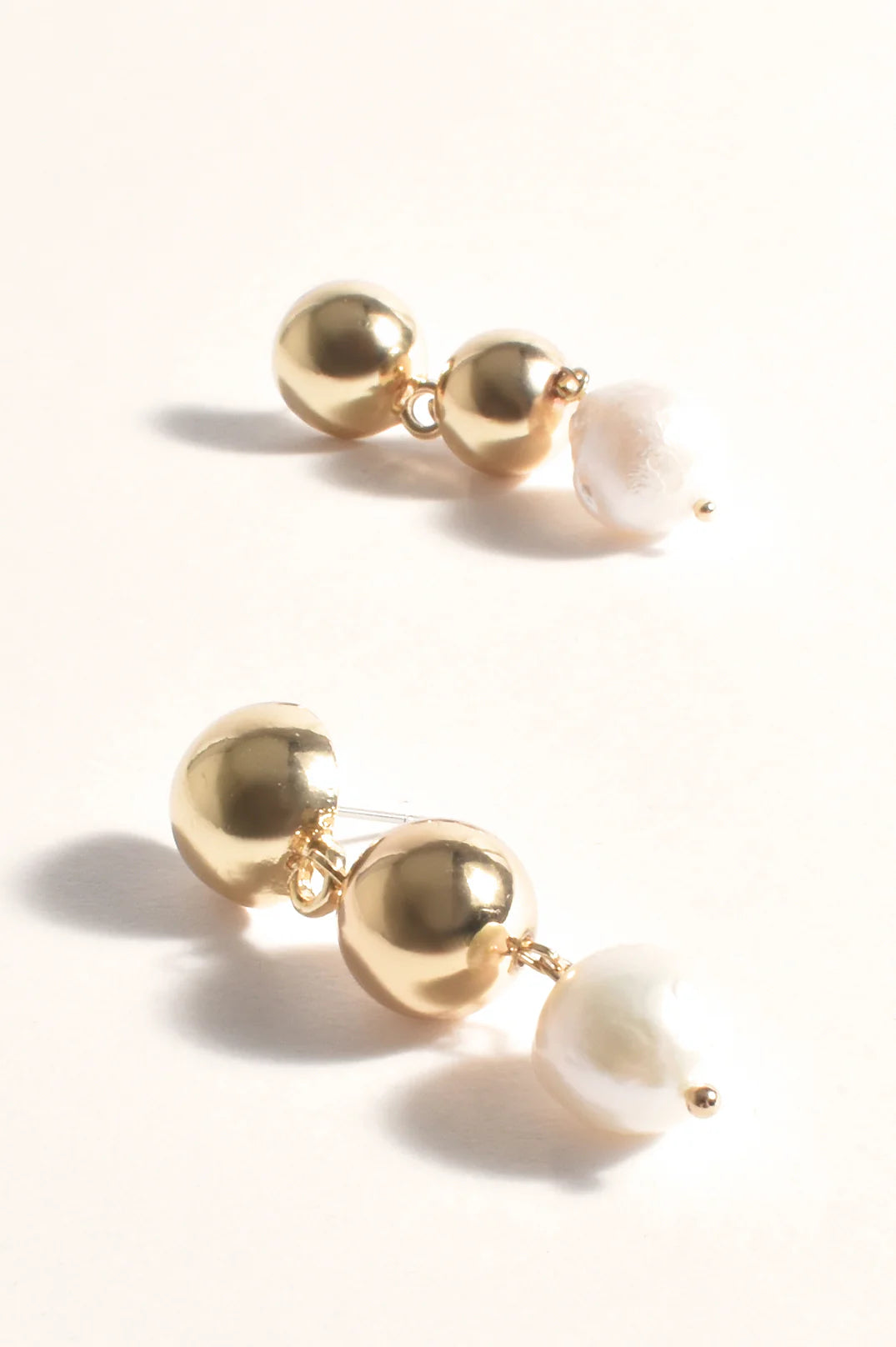 Adorne Pearl Drop Metal Ball Event Earrings