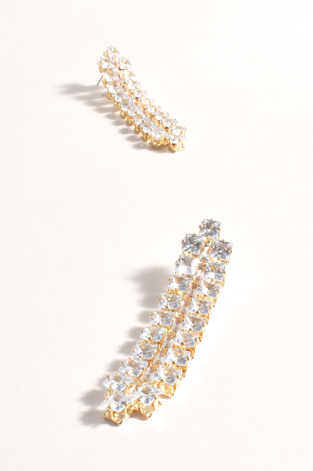 Adorne Diamante Panel Drop Earrings