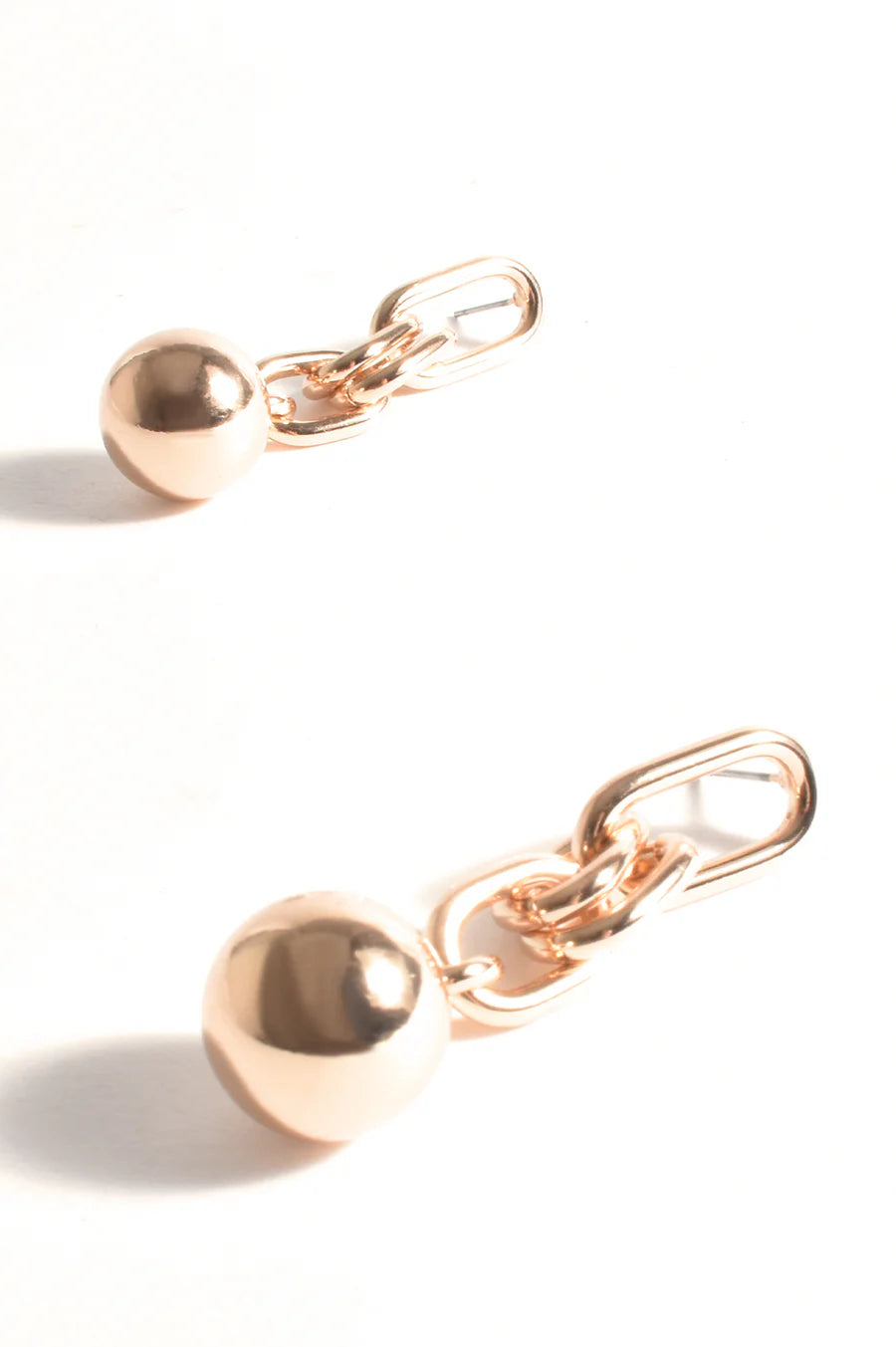 Adorne Metal Ball Drop Link Earrings