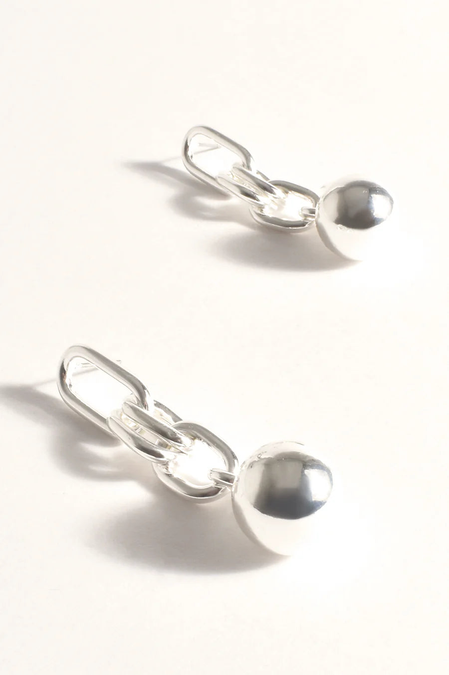 Adorne Metal Ball Drop Link Earrings