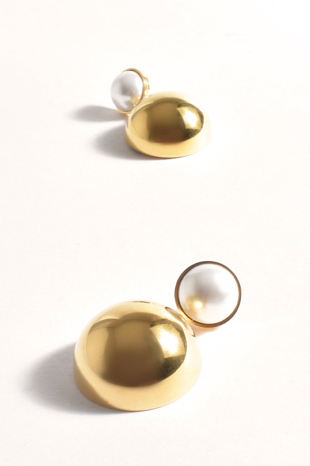 Adorne Faux Pearl Top Disc Drop Earrings - Cream/Gold