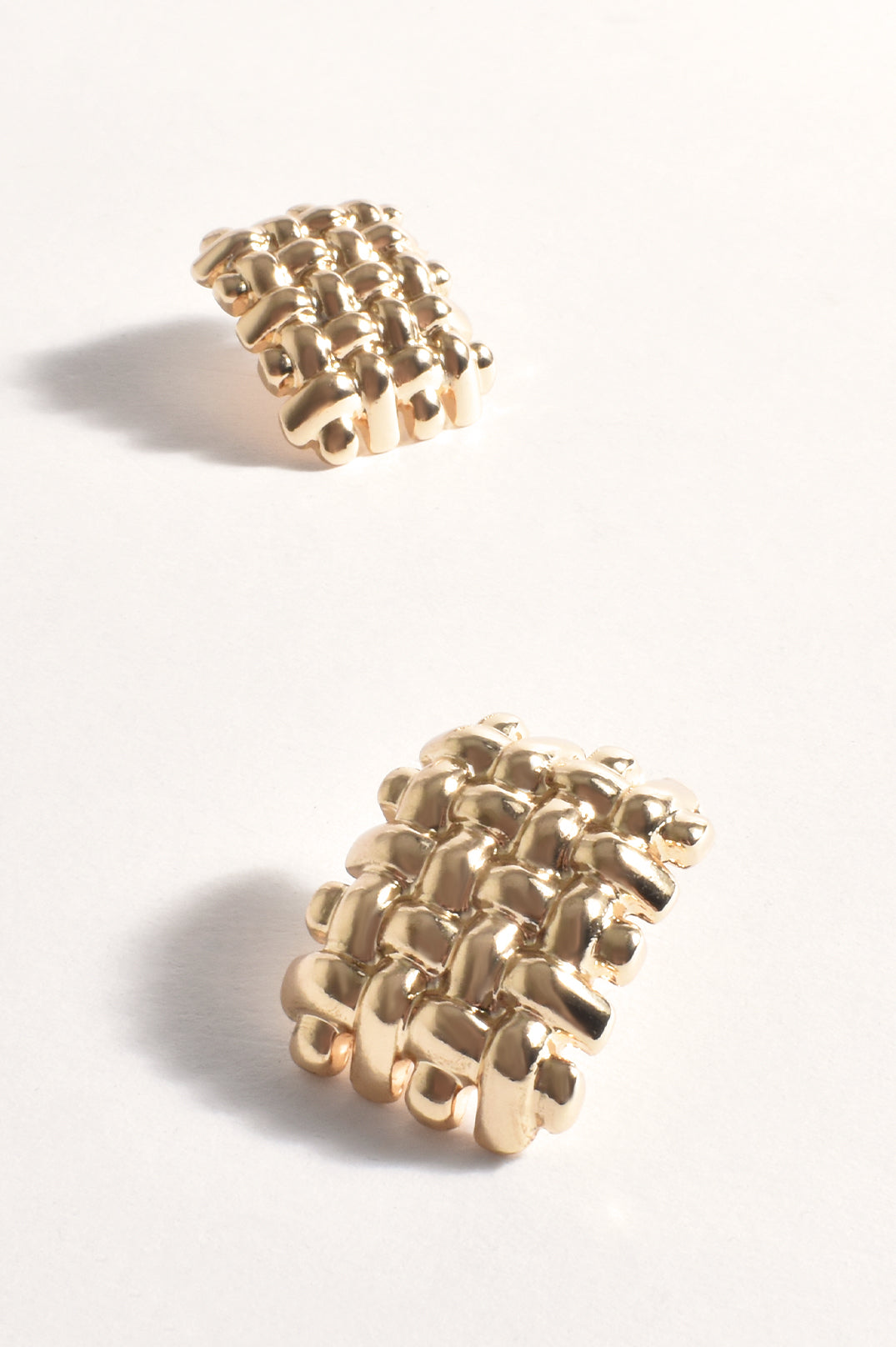 Adorne Square Braid Stud Earrings - Gold