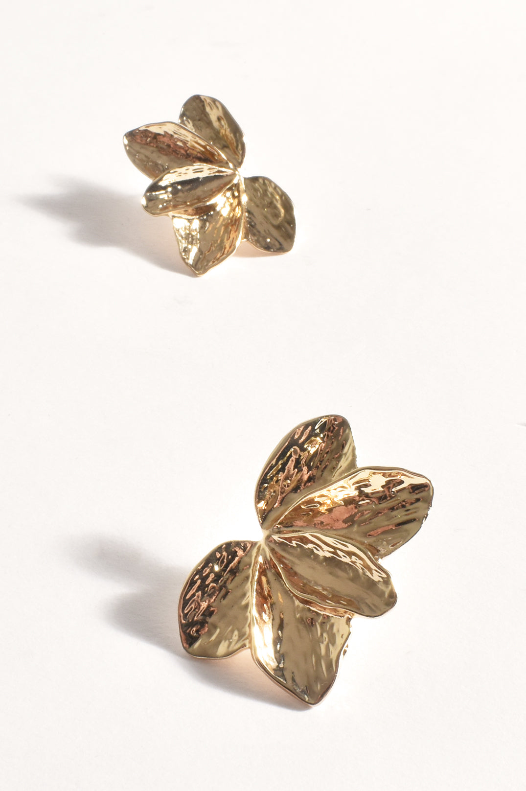 Adorne Textured Floral Stud Earrings - Gold