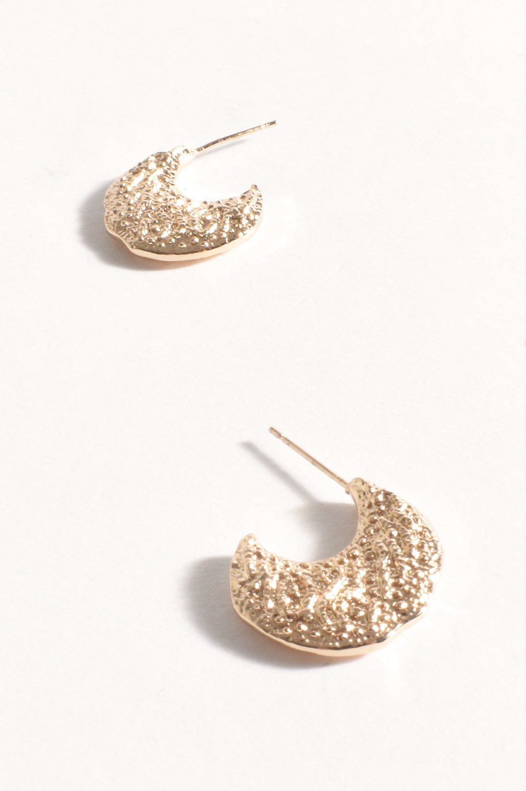 Adorne Textured Curved Front Hoops - Gold