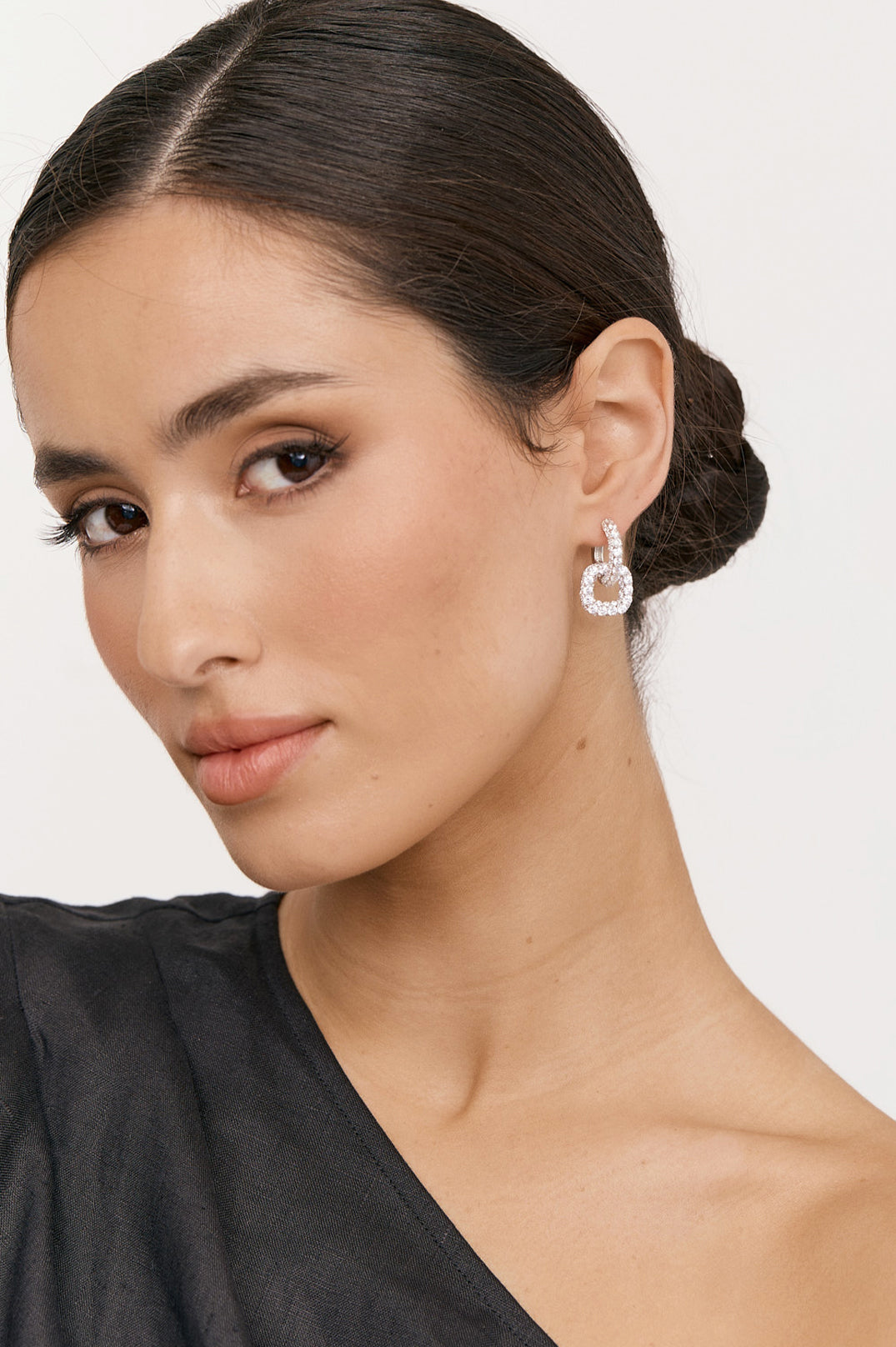 Adorne Diamante Looped Hoop Earrings