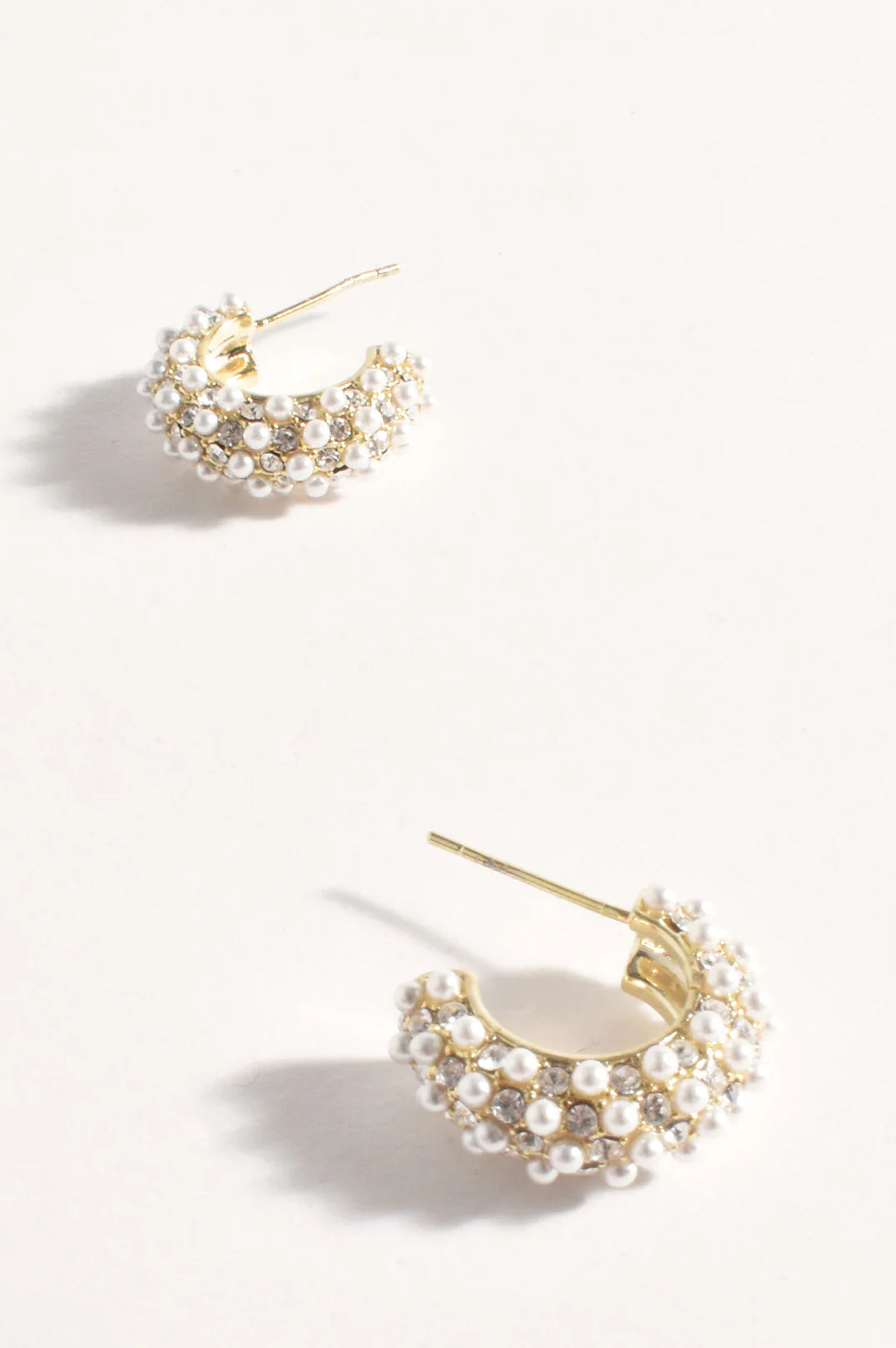 Adorne Mini Faux Pearl Hoop Earrings - Pearl