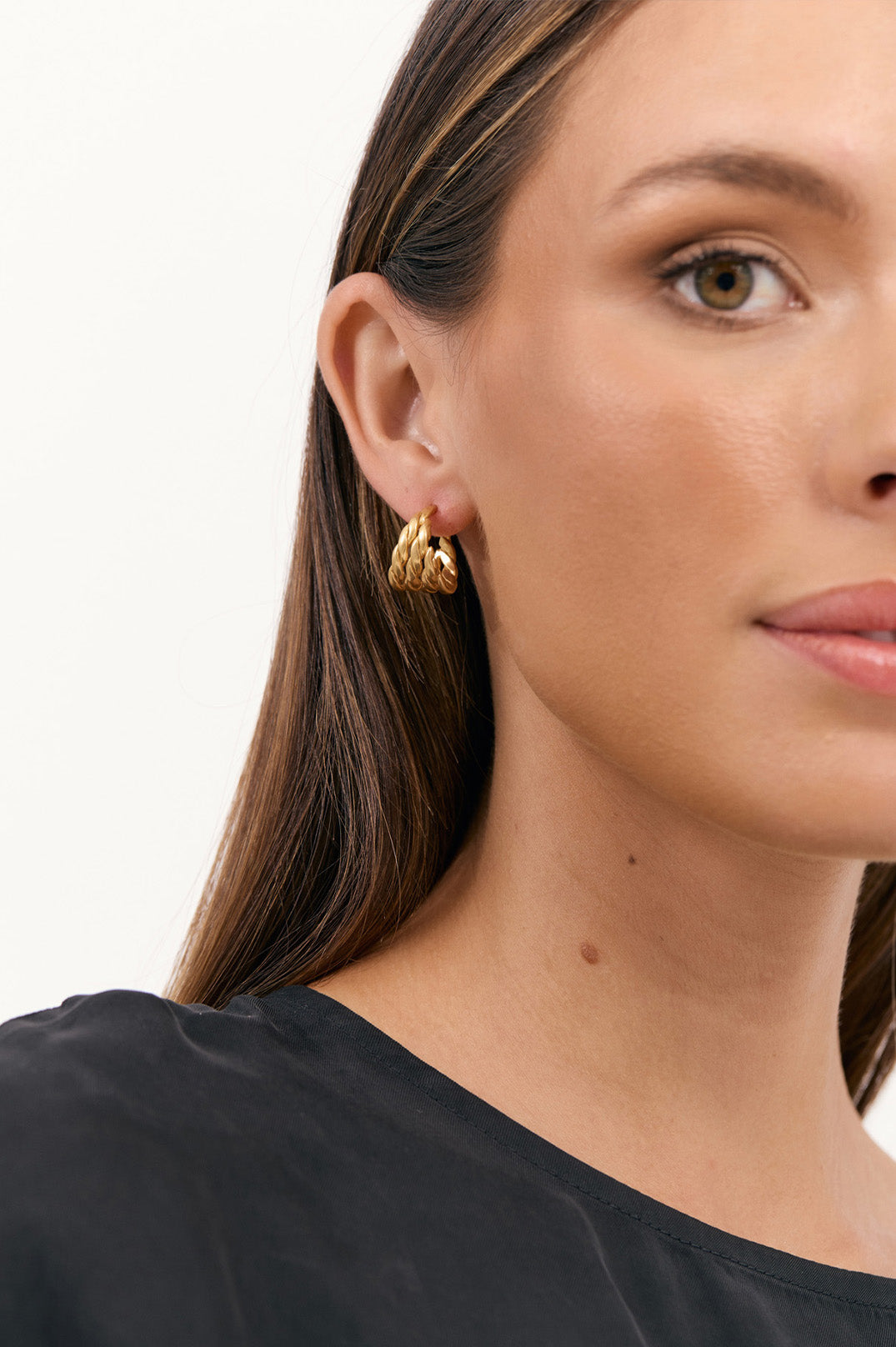 Adorne Twisted Multi Layer Hoop Earrings