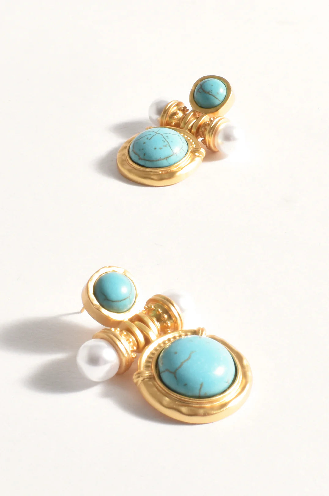 Adorne Statement Stone Drop Earrings - Turquoise