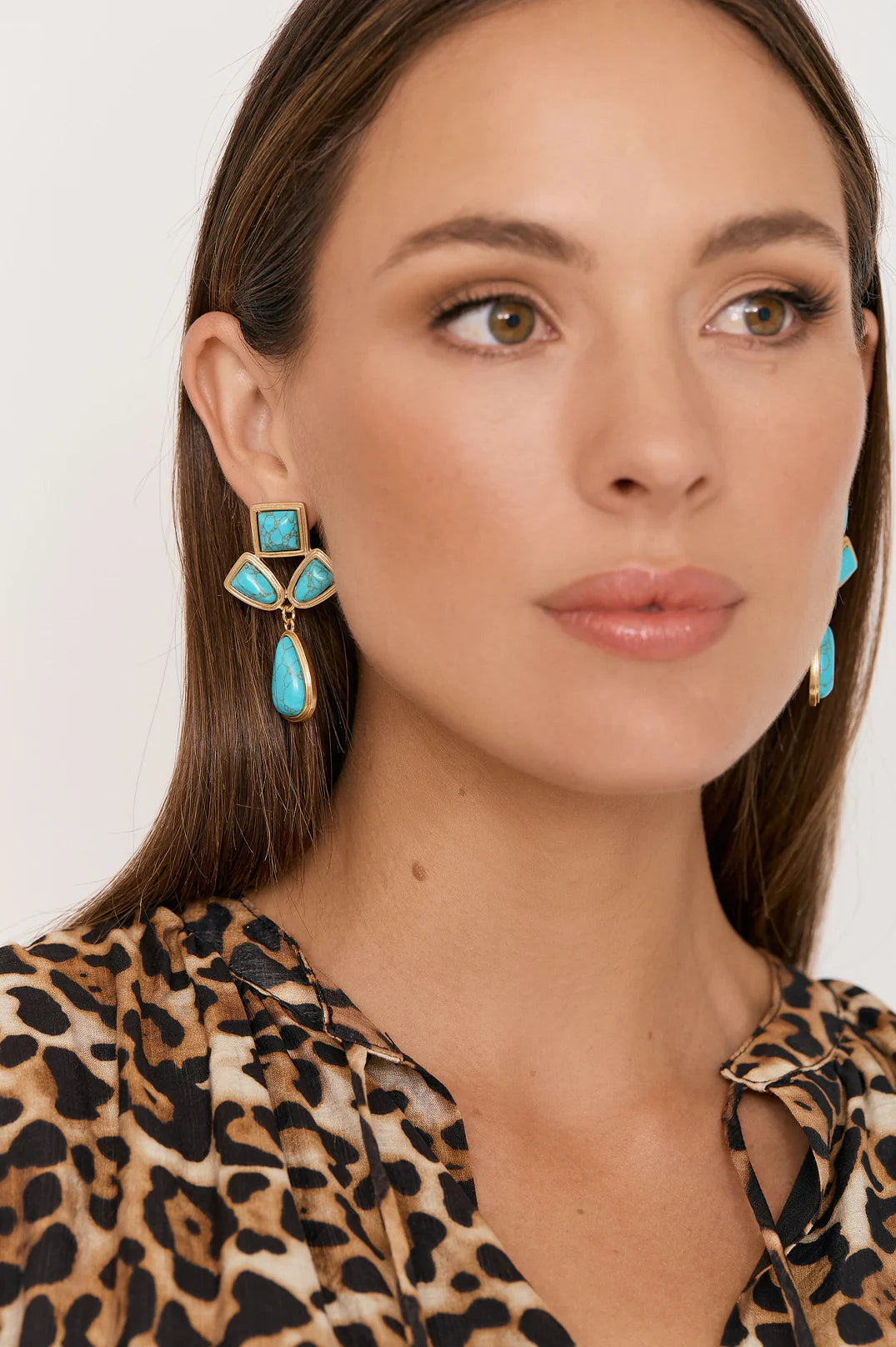 Adorne Stone Drop Event Earrings - Turquoise