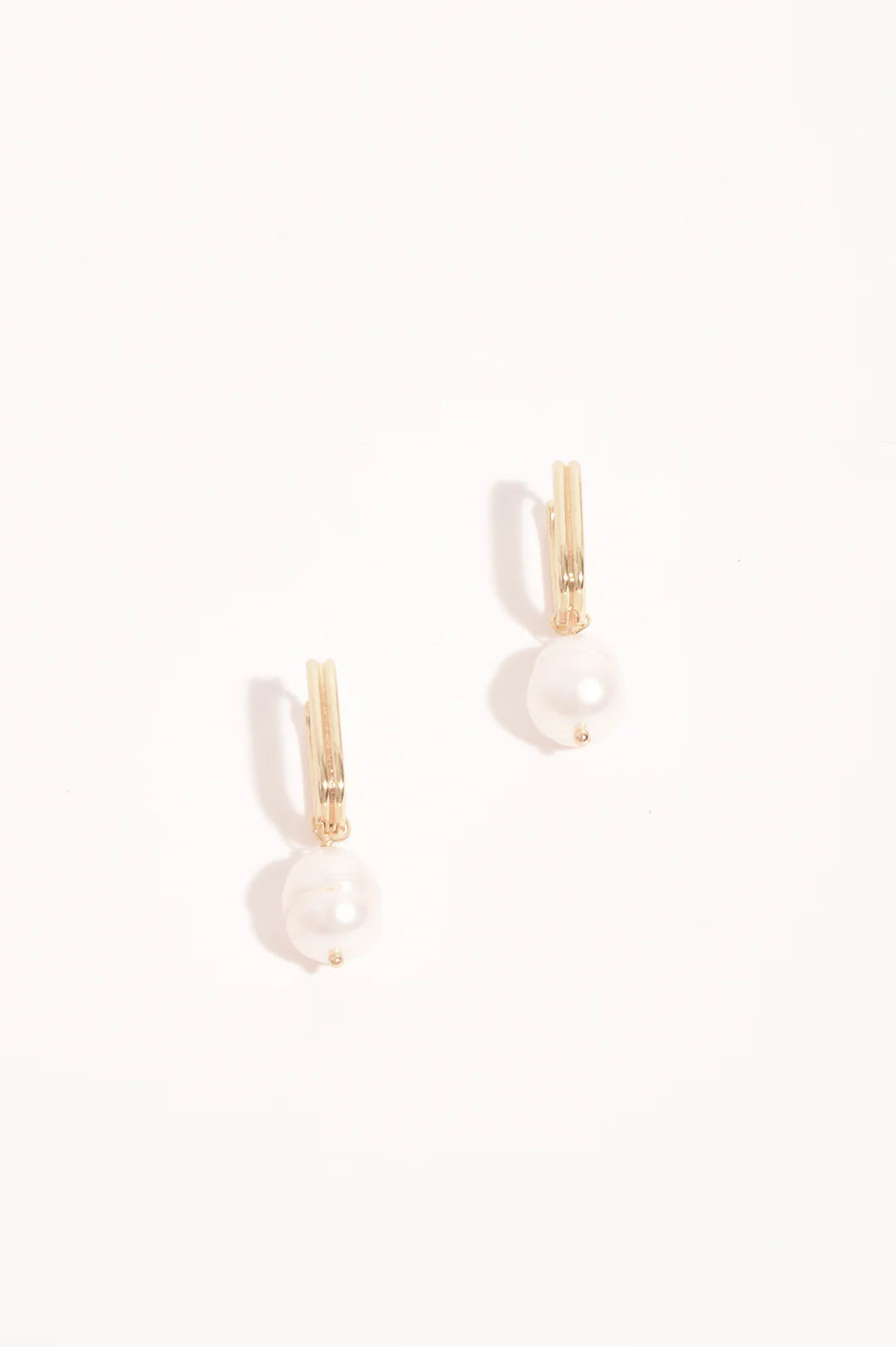 Adorne Rectangle Link Pearl Drop Earrings - Gold