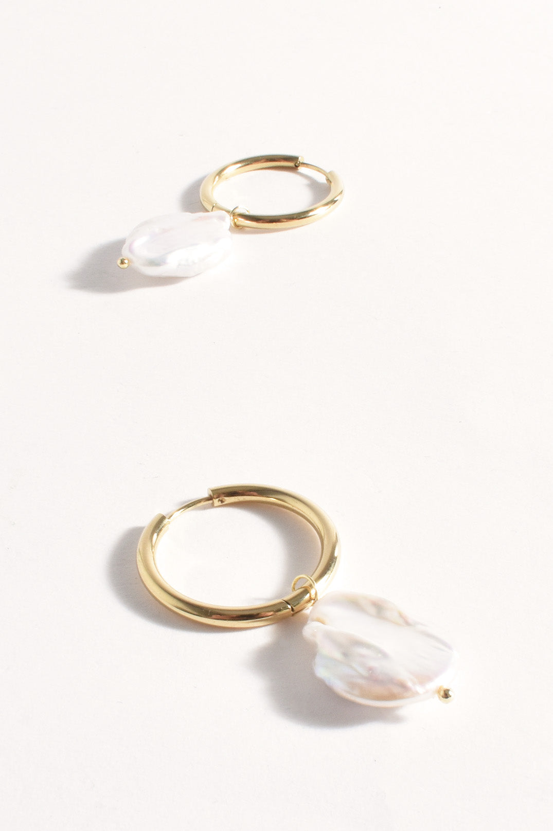 Adorne Fine Hoop Pearl Drop Earrings