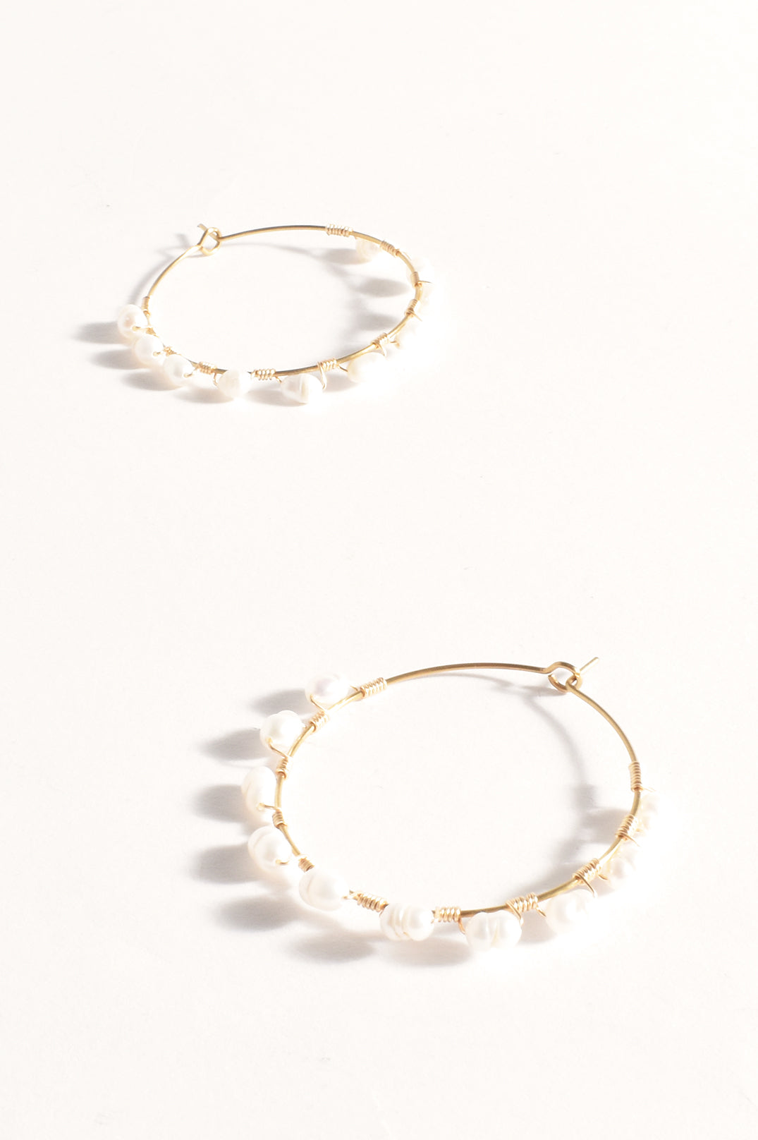 Adorne Wired Freshwater Pearl Hoops