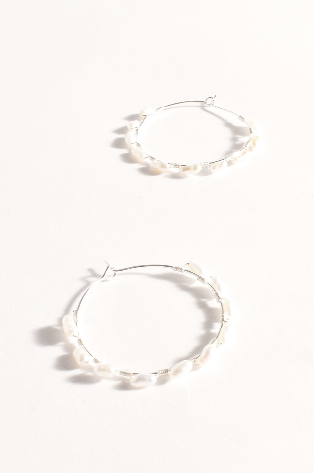 Adorne Wired Freshwater Pearl Hoops