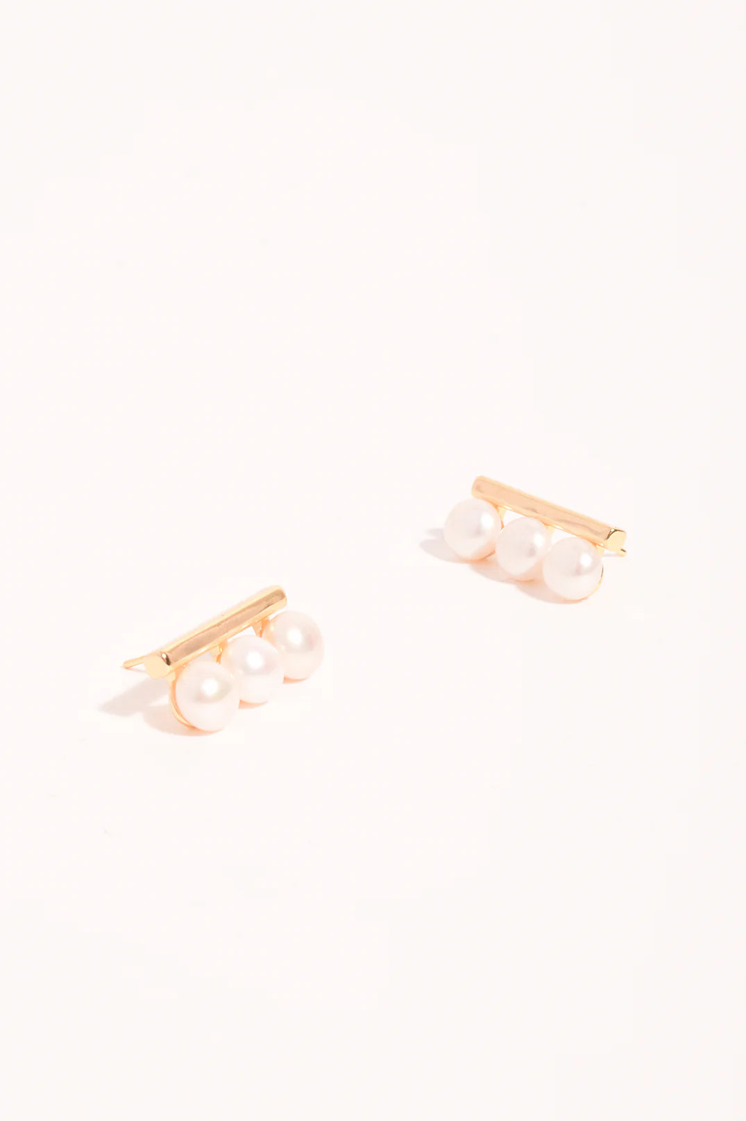 Adorne Pearl Panel Stud Earrings - Gold