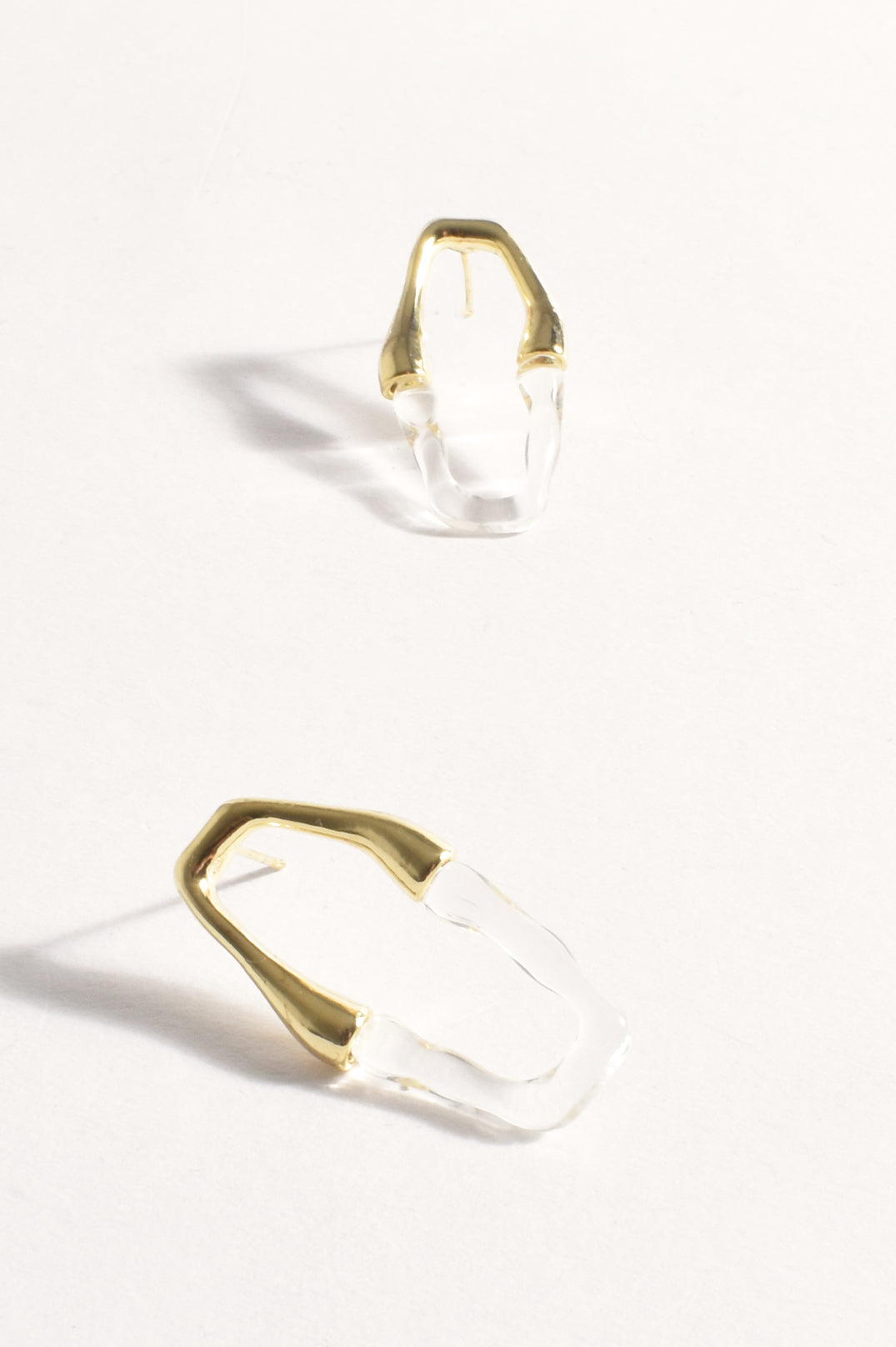 Adorne Half Metal Resin Cutout Event Earrings - Clear/Gold