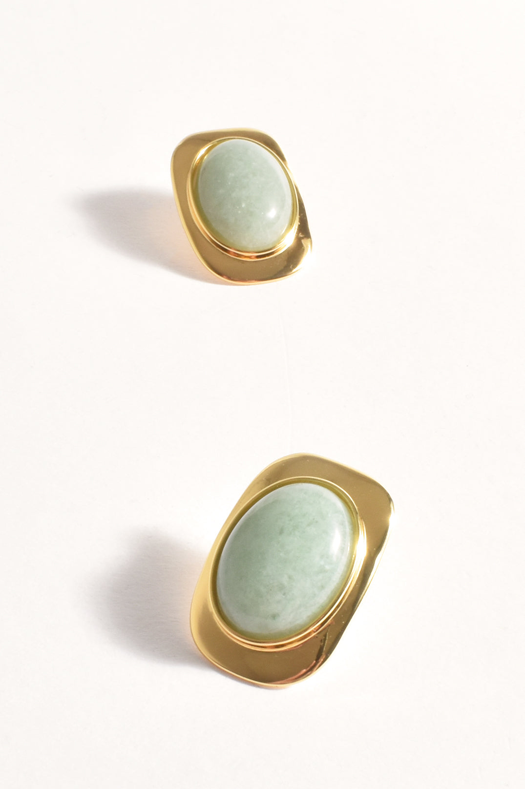 Adorne Stone Set Metal Stud Earrings - Sage Green