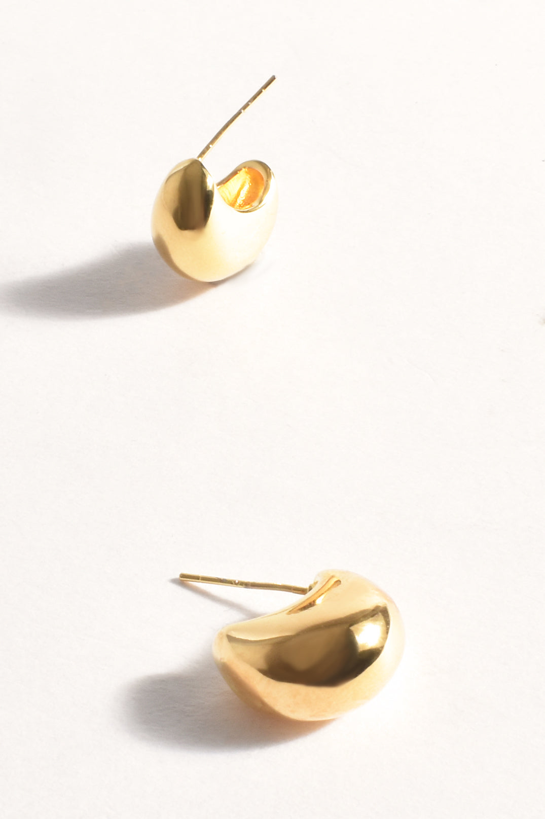 Adorne Tiny Metal Curved Earrings - Gold