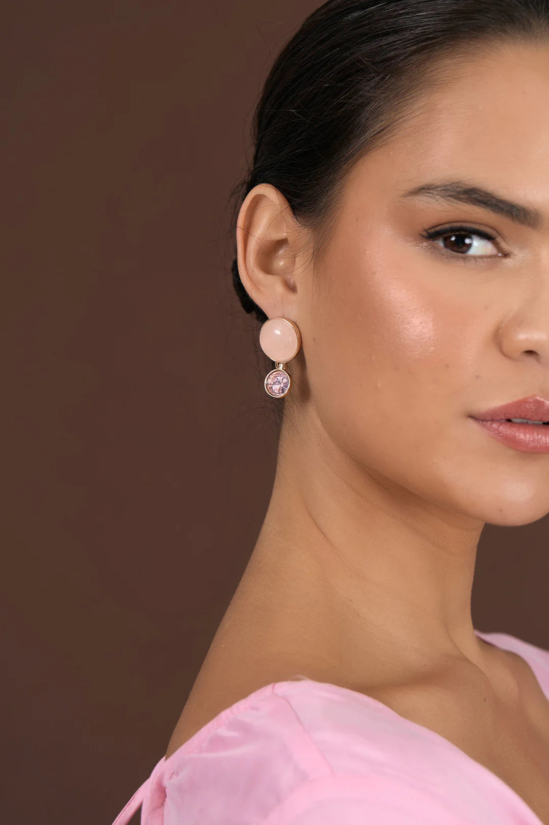 Adorne Stone Glass Mid Drop Earrings