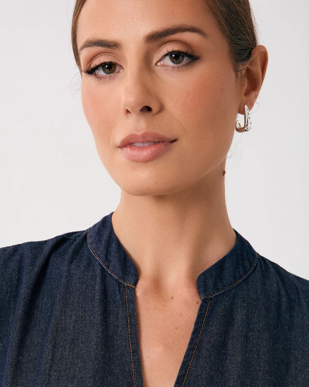 Adorne Diamante Set Curved Front Earrings